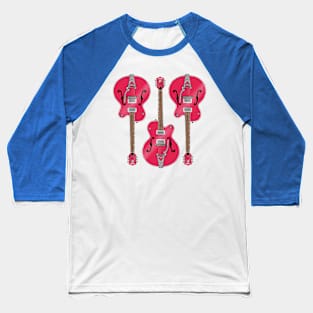 Triple Red Hot Rod Guitar Baseball T-Shirt